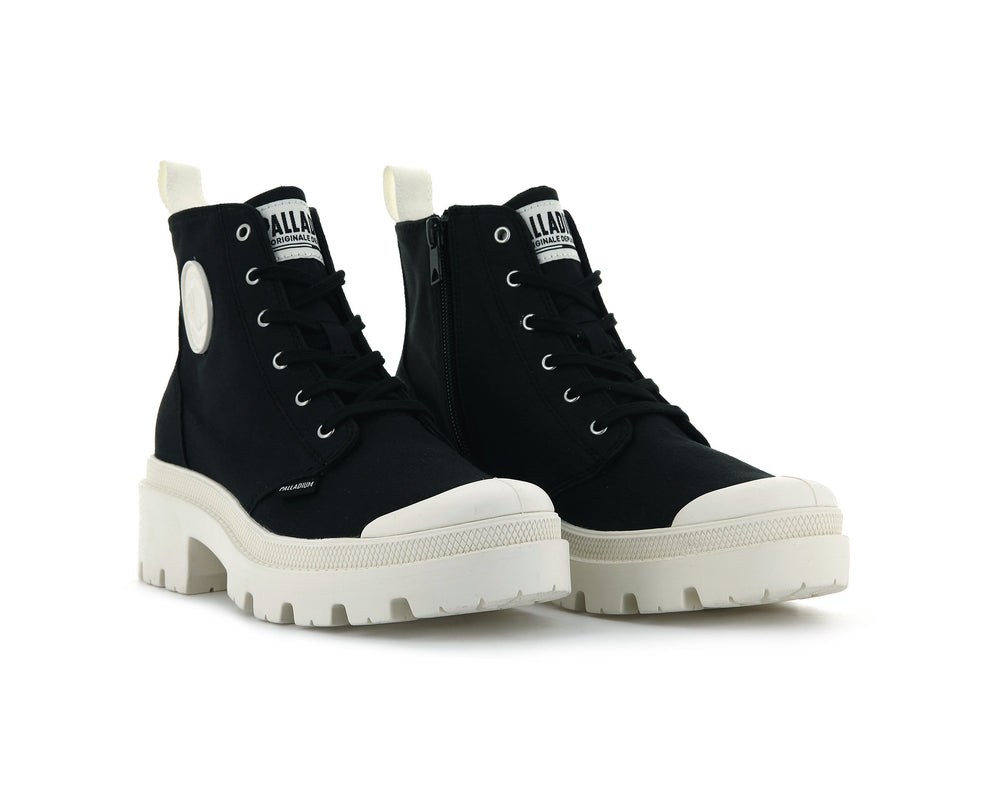 Botas Palladium PALLABASE TWILL Mujer Negras | Ecuador-38965