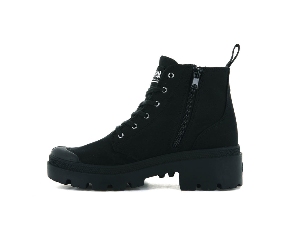 Botas Palladium PALLABASE TWILL Mujer Negras | Ecuador-62498