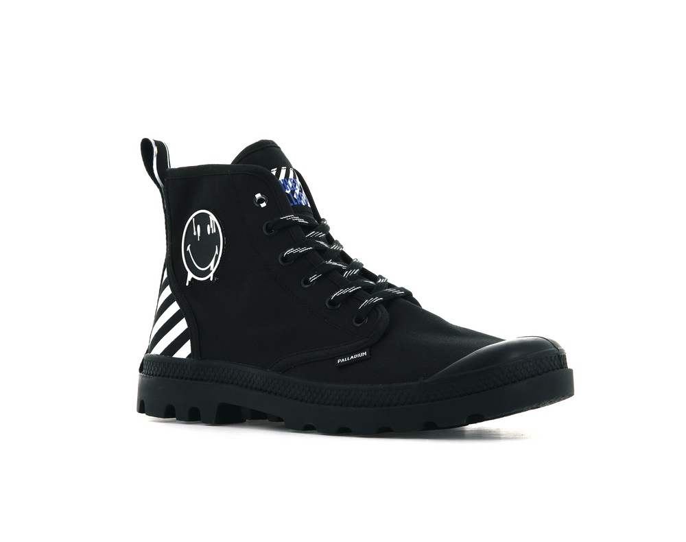 Botas Palladium PAMPA SMILEY DT Hombre Negras Blancas | Ecuador-76325