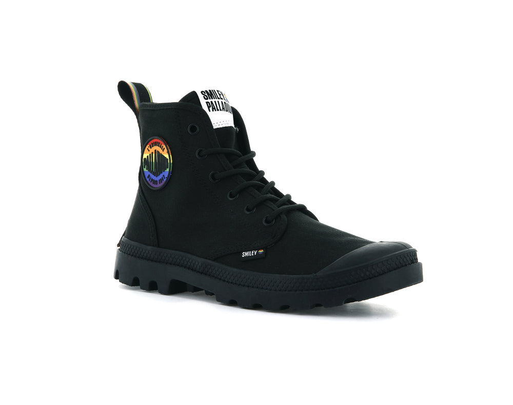 Botas Palladium PAMPA SMILEY PRIDE Hombre Negras | Ecuador-87340