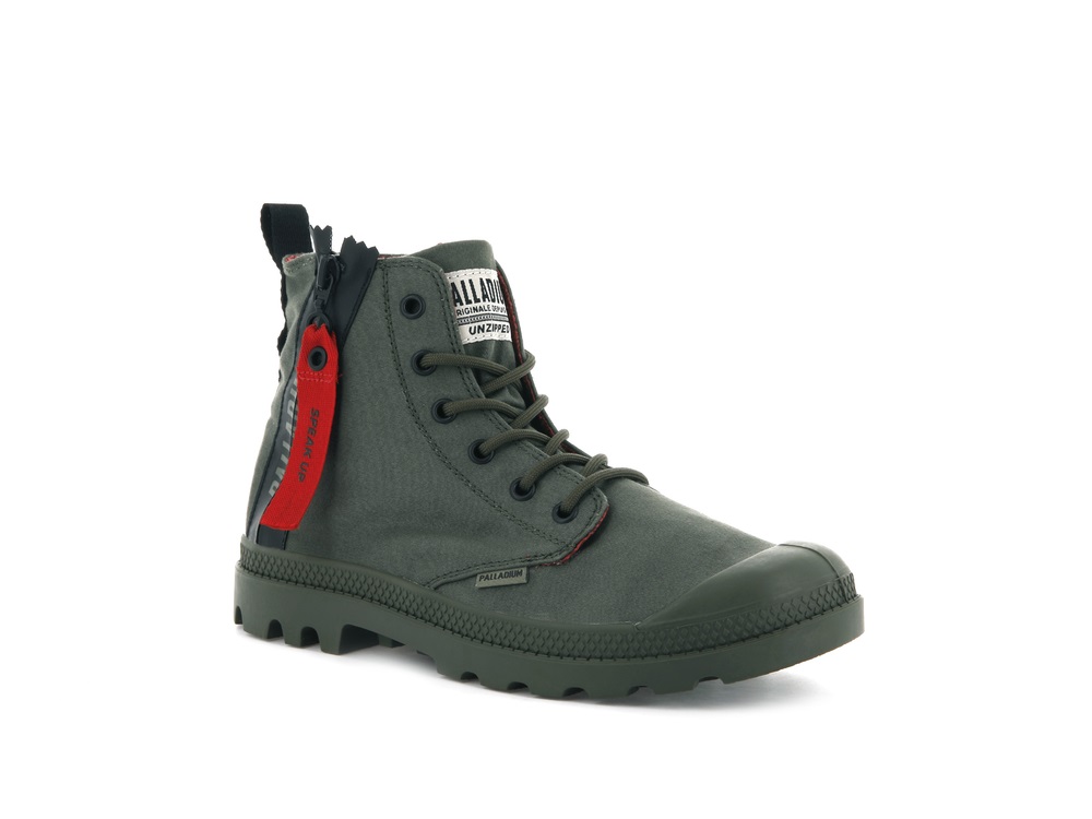 Botas Palladium PAMPA UNZIPPED Hombre Verde Oliva | Ecuador-68059