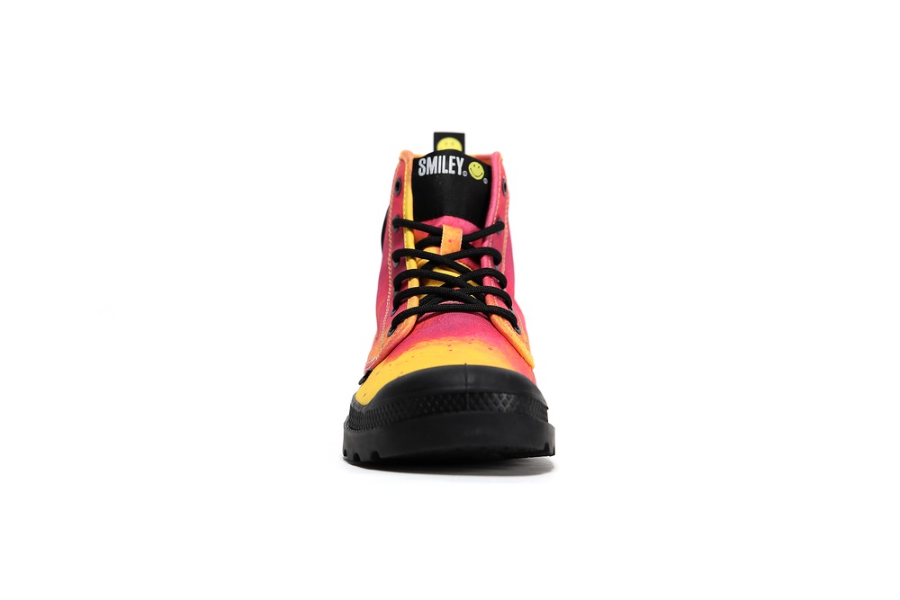 Botas Palladium PAMPA X SMILEY 50 Hombre Amarillo Rosas Naranjas | Ecuador-78614