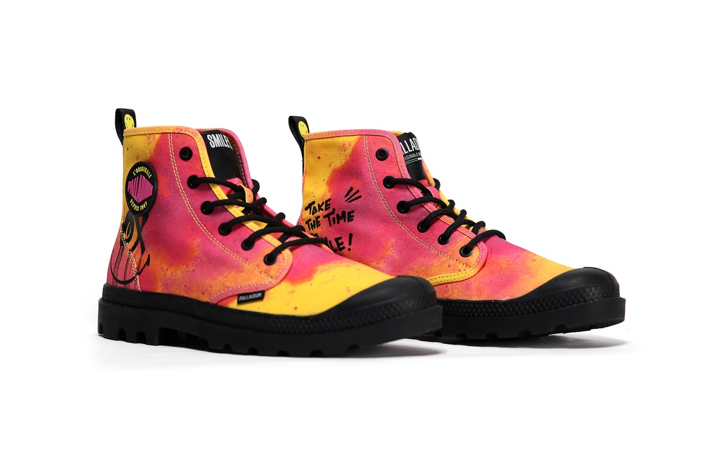 Botas Palladium PAMPA X SMILEY 50 Hombre Amarillo Rosas Naranjas | Ecuador-78614