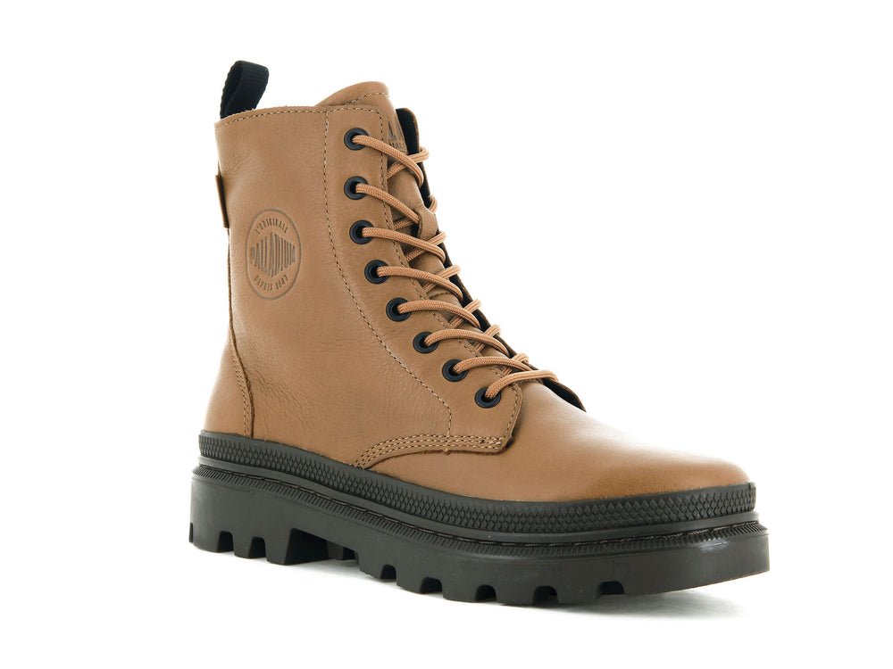 Botas De Invierno Palladium PALLATROOPER OFF LEATHER Mujer Marrones | Ecuador-06495