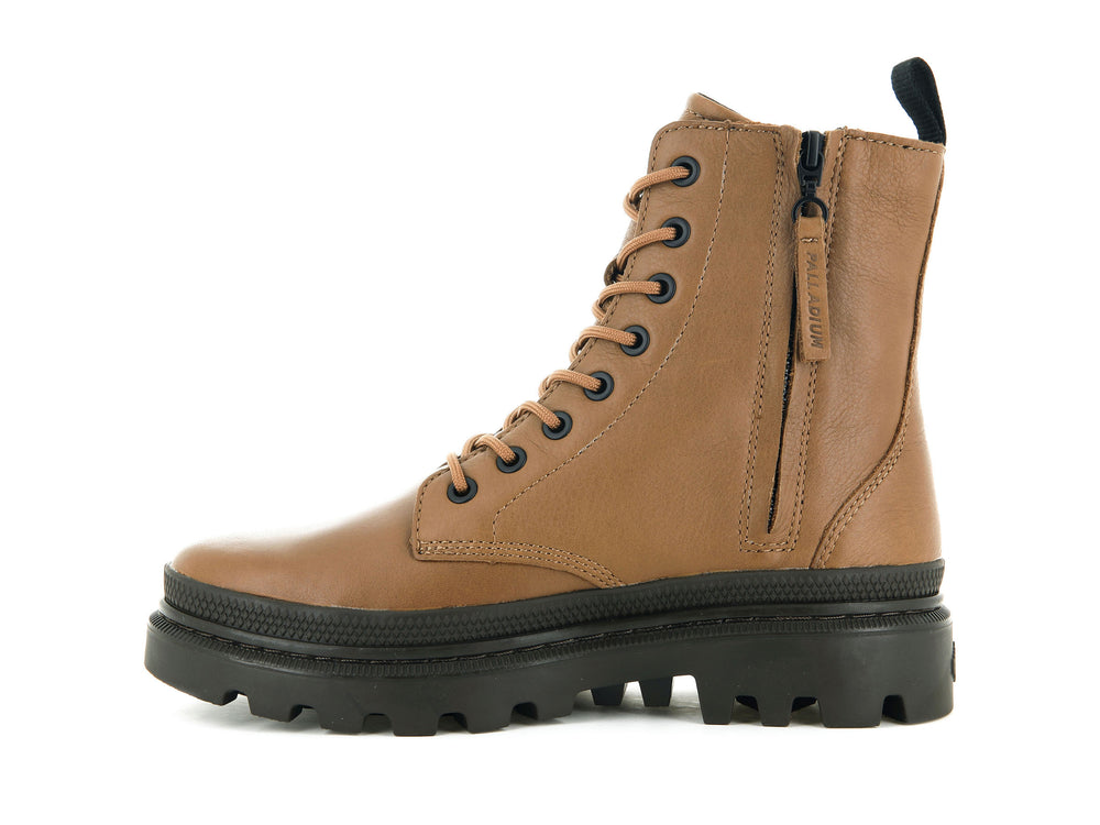 Botas De Invierno Palladium PALLATROOPER OFF LEATHER Mujer Marrones | Ecuador-06495