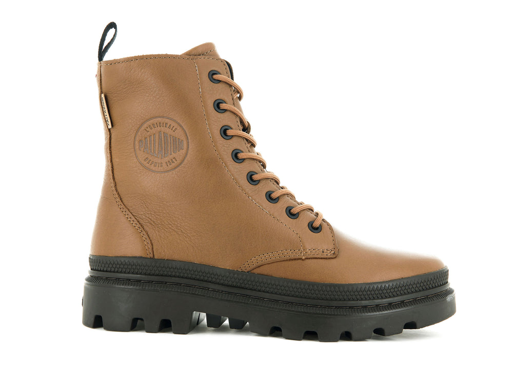 Botas De Invierno Palladium PALLATROOPER OFF LEATHER Mujer Marrones | Ecuador-06495