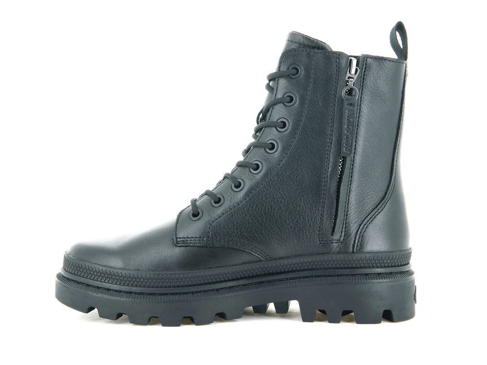 Botas De Invierno Palladium PALLATROOPER OFF LEATHER Mujer Negras | Ecuador-51248