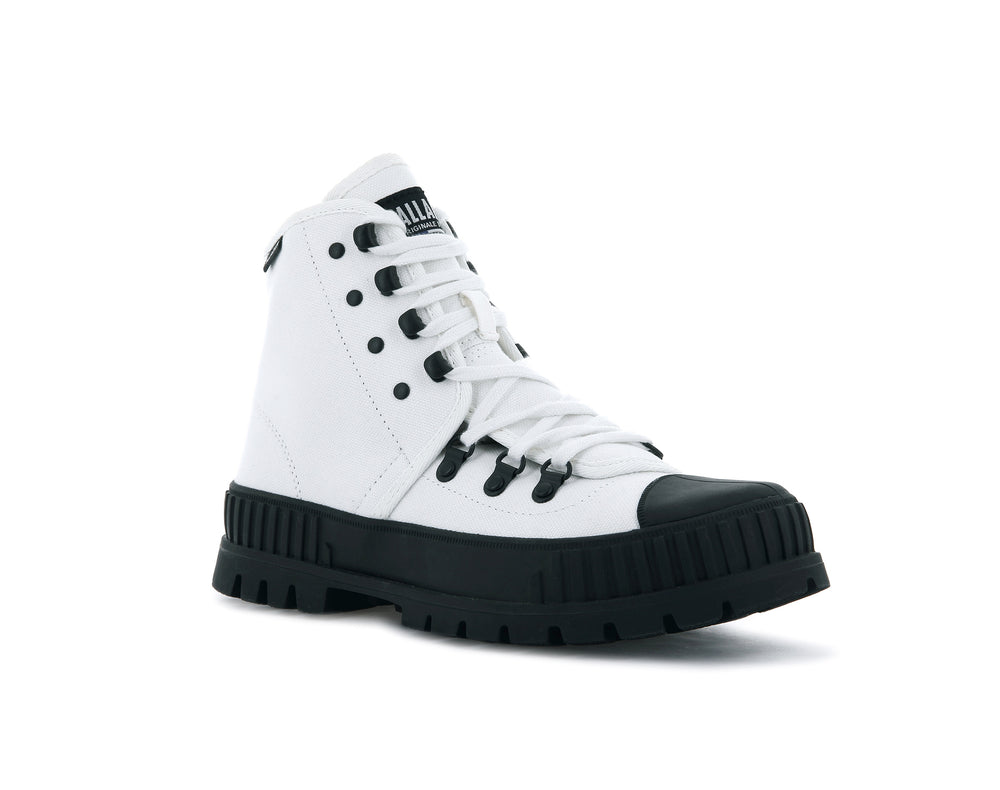 Zapatillas Palladium PALLASHOCK HKR HI Hombre Blancas Negras | Ecuador-97514