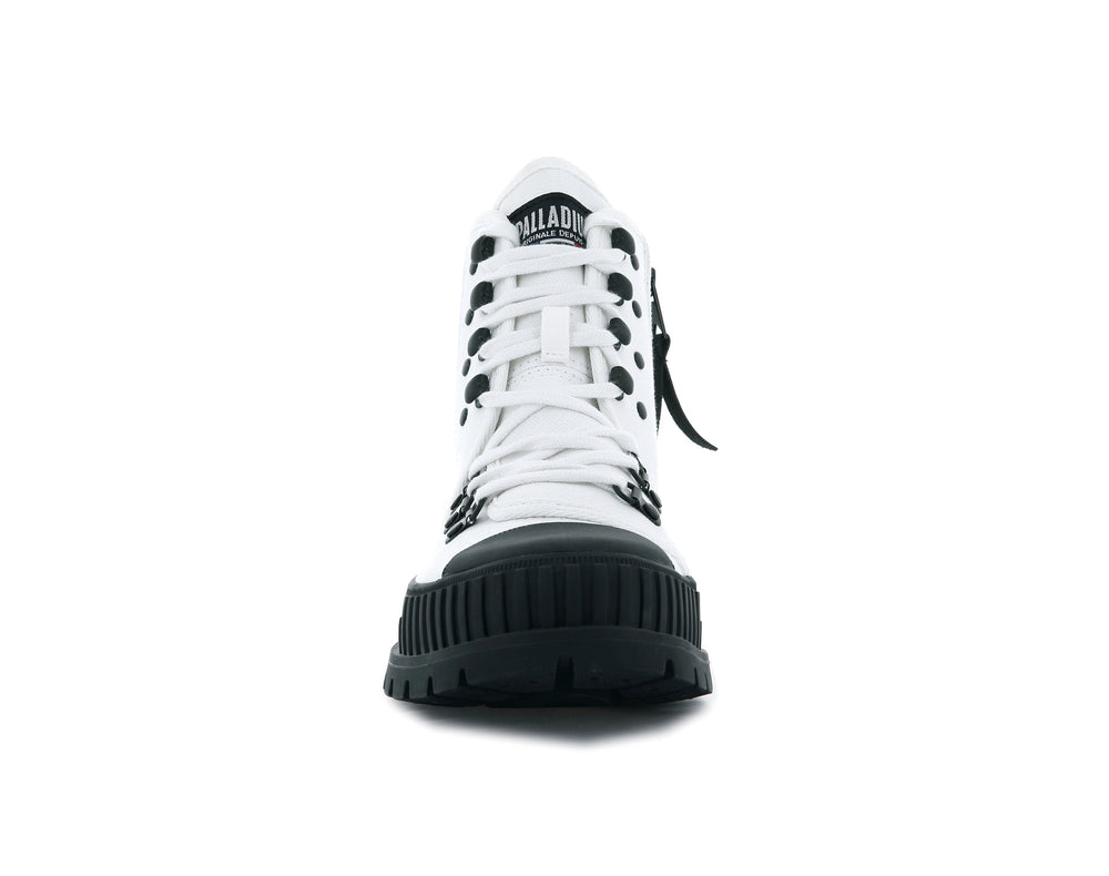 Zapatillas Palladium PALLASHOCK HKR HI Hombre Blancas Negras | Ecuador-97514