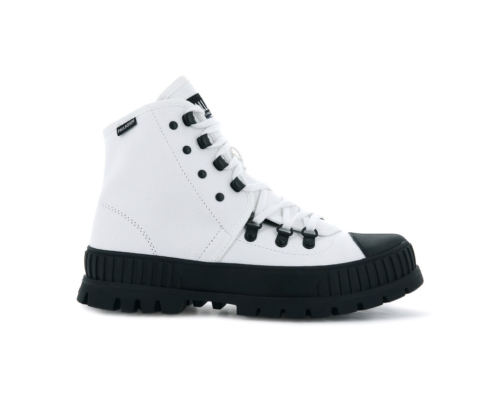 Zapatillas Palladium PALLASHOCK HKR HI Hombre Blancas Negras | Ecuador-97514