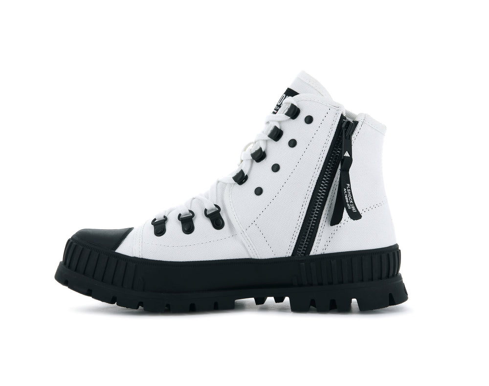 Zapatos Altas Palladium PALLASHOCK HKR HI Hombre Blancas Negras | Ecuador-39628