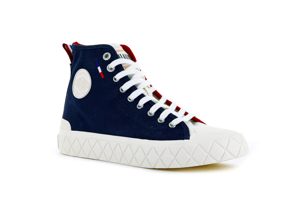 Zapatos Altas Palladium PALLA ACE CANVAS MID Hombre Indigo Rojas | Ecuador-15769