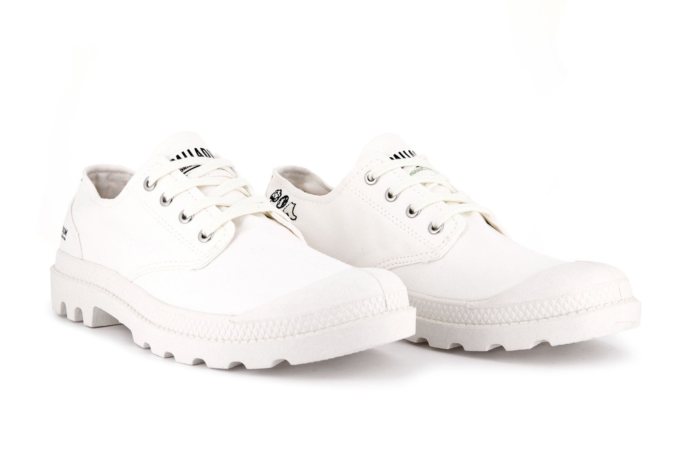 Zapatos Bajos Palladium PAMPA OXFORD ORGANIC II Mujer Blancas | Ecuador-26401