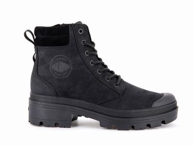 Botas Palladium PALLABASE HI CUFF WP Mujer Negras | Ecuador-30856