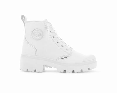 Botas Palladium PALLABASE LEATHER Mujer Blancas Blancas | Ecuador-20698