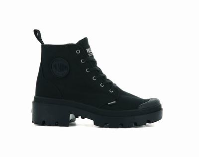 Botas Palladium PALLABASE TWILL Mujer Negras | Ecuador-62498