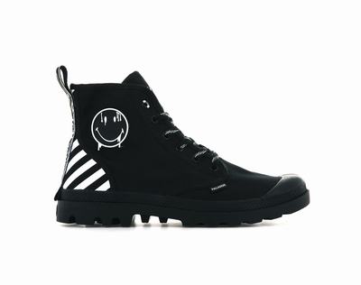 Botas Palladium PAMPA SMILEY DT Hombre Negras Blancas | Ecuador-76325