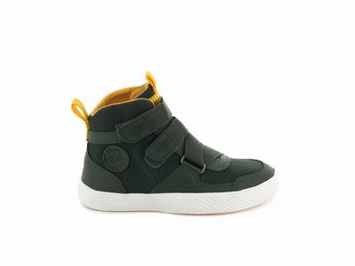 Zapatillas Palladium PALLASTREET MID ST Niños Verde Oliva Doradas | Ecuador-30278